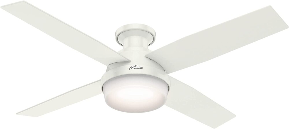 Hunter Fan Company 59242 52" Dempsey Indoor Low Profile Ceiling Fan with Light, Fresh White Finish
