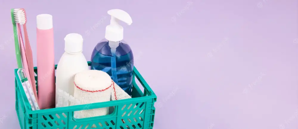 Hygienic products in the basket